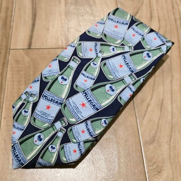 Nos Vintage Pellegrino Sparkling Water Mineral Fizzy Neck Ties Mens Silk Necktie - Picture 1 of 8